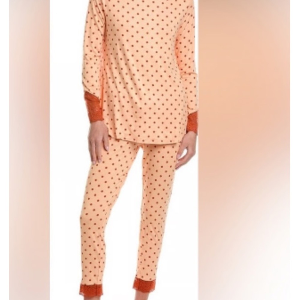 Hale Bob 2pc Orange /RedPolka Dot Long sleeve Pajama Set